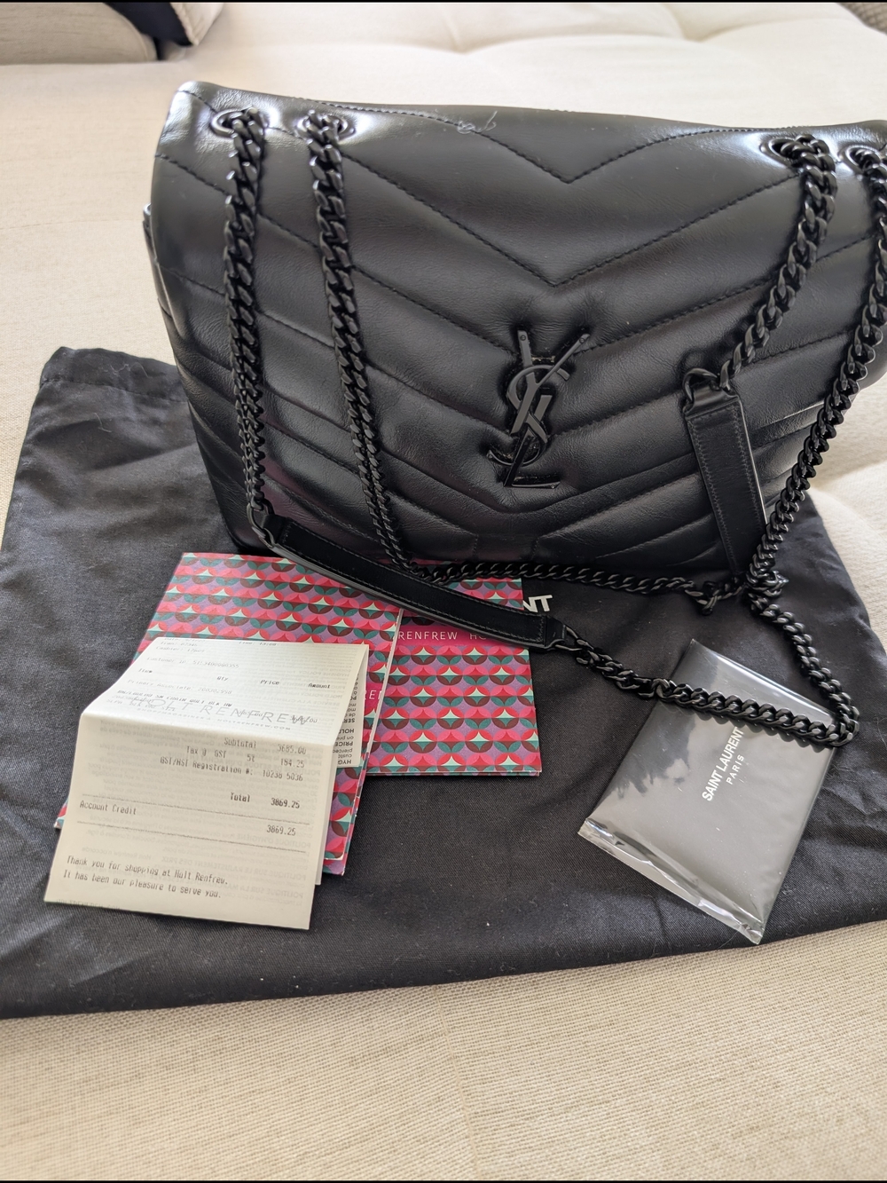 Saint Laurent Black Quilted Leather Chain Shoulder Bag
